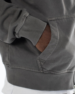 Sudadera con capucha y cremallera completa para hombre, estilo oversize, gris lavado, con bolsillos delanteros, de algodón grueso, estilo streetwear, OEM - Product Image 3