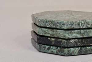 Elegant Premium Indian Green Extra Octagonal <b>Marble</b> <b>Coasters</b> Natural Stone Flamed Finish Waterproof Table <b>Coasters</b> for Home - Product Image 2