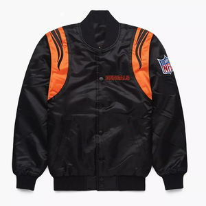 Veste universitaire en satin noir et orange des Cincinnati Bengals - Product Image 1