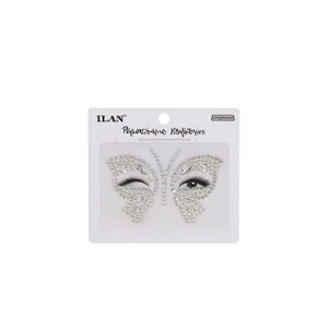 Adesivi per il viso Ilan con gemme, design a farfalla, strass scintillanti per decorazioni facciali - Product Image 1