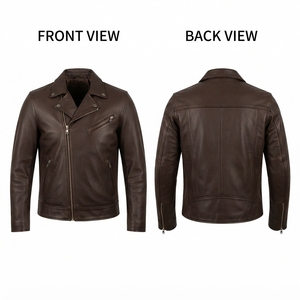 Premium Quality 650GSM <b>Beige</b> Leather <b>Jacket</b> Multi Panel Custom Embossed Logo Biker Outerwear Waterproof Breathable Eco-Friendly - Product Image 4