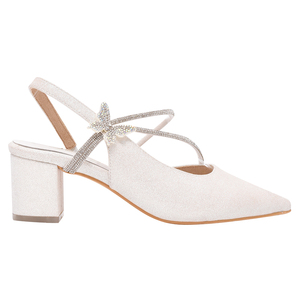 Escarpins à paillettes pour femme Ann'S, à bride arrière, avec bride ornée de cristaux, bout pointu, talon moyen, chaussures de cérémonie, talons de mariage - Product Image 2