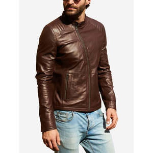 Chaqueta de Motociclismo Leathertex Viper Slim-Fit Marrón Oscuro de Manga Larga, Resistente al Viento, para Hombre - Product Image 2