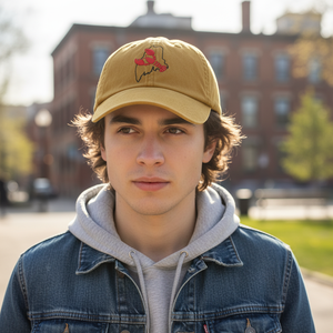 Gorra de Béisbol con Bordado de Langosta, 100% Algodón, Diseño del Contorno del Estado de Maine, Estilo Vintage Lavado, Gorra Tipo Dad, Estilo Personalizado OEM - Product Image 6