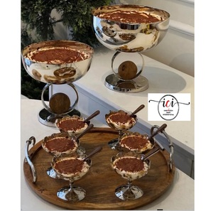 Plateau en bois écologique de luxe et bols à glace finis nickelés, vaisselle pour la maison, les restaurants, les mariages, les hôtels et le service. - Product Image 5