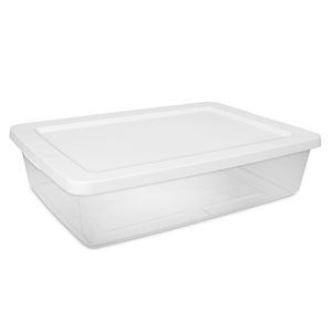 Set of 2 Clear <b>Plastic</b> <b>Storage</b> <b>Bins</b> 28 Quart with Snap on White Lids - Product Image 3