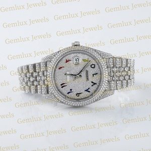 Reloj de lujo con esfera arcoíris árabe Pass Diamond Tster Auto Date Iced Out D VVS Moissanite Diamond Full White Diamond - Product Image 2