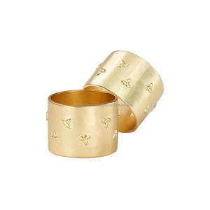 Wedding Decoration Luxury Napkin Ring Set of 2 Gold Brass Tissue Holder Luxury Napkin Rings <b>Bee</b> Designs <b>Gift</b> Sets - Product Image 1