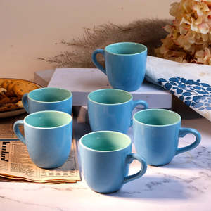Blue Ocean Set of 6 Ceramic <b>Tea</b> Cups - Product Image 5