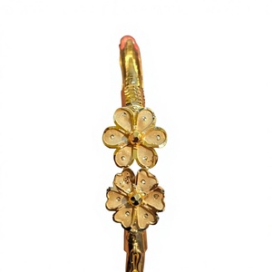 22K <b>Solid</b> <b>Gold</b> Flower <b>Bangle</b> Bracelet Luxury Floral Design 916 Purity Real Yellow <b>Gold</b> Handmade Wedding Jewelry for Women - Product Image 1