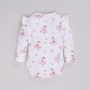 Body à manches longues en bambou bio élasthanne de qualité supérieure sous-vêtements pour bébés à imprimé ballerine - Product Image 2