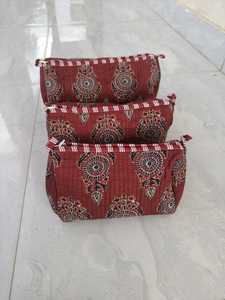 Premium Cotton Makeup <b>Bag</b> Set of 3 Cotton Cosmetic Organizer Water Resistant Travel Case for Women & Shaving Kits for <b>Men</b> - Product Image 1