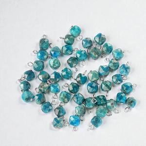 Cuentas de Cristal de Apatita Azul en Forma de Cubo, Plata 925, Estilo Religioso, Certificadas por Terceros, para la Fabricación de Joyas y Collares - Product Image 1