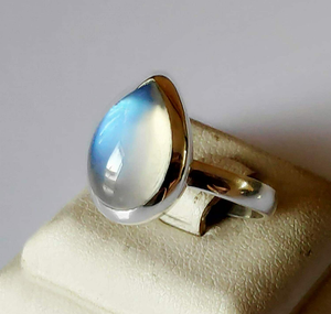 Anillo de Piedra Lunar Natural, Plata de Ley 925, Joyería con Piedras Preciosas, Regalo de Aniversario de Bodas o Cumpleaños para Ella - Product Image 1