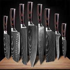 Ensemble de couteaux de chef japonais en acier Damas forgé à la main, écologiques, 5 pièces, lame tranchante, pour couper les fruits et les légumes au quotidien - Product Image 2