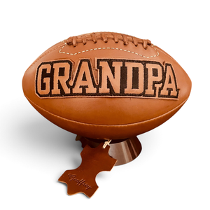 GRANDPA Geoffrey's Vintage Retro Classic Appli Logo 100% Tan Cow <b>Leather</b> Handmade Lightweight High Air Size 7 American <b>Football</b> - Product Image 2