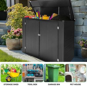Abri de jardin en bois verrouillable pour le rangement des poubelles, de la tondeuse à gazon et des outils - Product Image 4