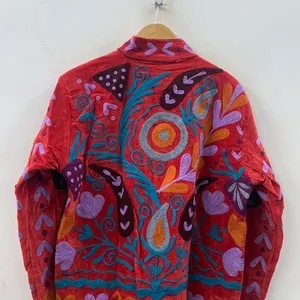 Classic Suzani Velvet Jacket Women Floral Embroidered Short <b>Coat</b> Bohemian Fashion Autumn Winter Outfit - Product Image 2