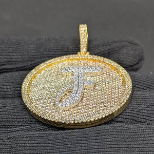 Luxury Moissanite <b>Initial</b> F Halo Round Pendant Iced Out 925 <b>Silver</b> Hip Hop <b>Necklace</b> Custom Unisex Statement Jewelry Gift Charm - Product Image 2