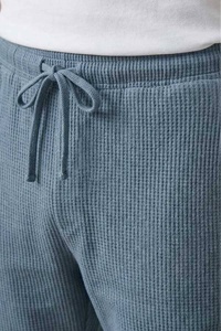 Pantalones Cortos Bermuda para Hombre, Tela Oxford Transpirable, Cintura Media, Cierre de Botones, Bolsillos, Color Azul Sólido, Casual, Algodón - Product Image 5