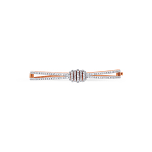 Luxury Rose Gold Double-Row Diamond <b>Bangle</b> <b>Bracelet</b> with Pavé Diamond Center Clasp - Product Image 1
