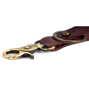 Porte-clés de luxe en cuir véritable, patch marron cerise, accessoires pour porte-clés avec crochet de finition antique, 30 pièces - Product Image 3