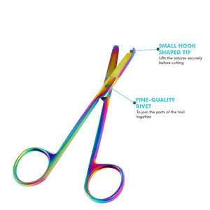 Ciseaux à points de suture de qualité supérieure en acier inoxydable, instrument médical chirurgical pour l'élimination des sutures, outil réutilisable de qualité hospitalière - Product Image 5