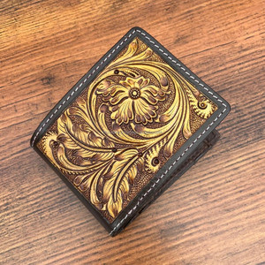Gran oferta, billetera para hombre occidental con estampado floral de cuero genuino auténtico clásico Vintage con tallado a mano, último diseño de lujo - Product Image 4