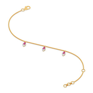 Pulsera de diamantes Leaf Link con marco delgado de oro amarillo y diseño central botánico fluido - Product Image 4