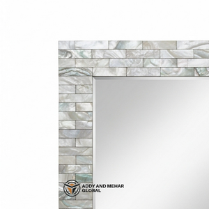 Espejo de Pared Redondo de Lujo con Incrustaciones de Madreperla, Hecho a Mano, con Marco Gris, Diseño Art Deco, Decoración Ecológica para Bodas - Product Image 6