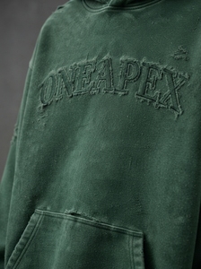 Ensemble de survêtement homme vert oversize délavé à l'acide, en coton épais, avec sweat à capuche et pantalon de jogging, style streetwear, personnalisable avec marque privée - Product Image 6