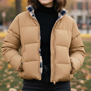 Chaqueta Acolchada de Algodón Ligero con Bordado Personalizado, Talla Grande, para Mujer, Estilo Urbano, Color Sólido, Corte Holgado, Cálida, Estilo Hip Hop, Invierno - Product Image 2