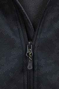 Men's <b>Black</b> Hooded <b>Fleece</b> <b>Jacket</b> Zipper Closure Windproof Casual Solid Color Polyester Outerwear Regular Fit - Product Image 3