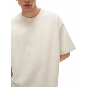 T-shirt Homme Col Rond Coupe Boxy Oversize Épaules Tombantes 300 GSM Coton Lourd Personnalisable Coupe Ample Style Universitaire Haute Qualité - Product Image 2