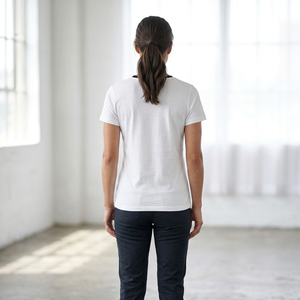 Custom Women's V-Neck T-Shirt Women's Contrast Panel V-Neck TShirt Black and <b>White</b> Women's V Neck <b>Tee</b> - Product Image 2