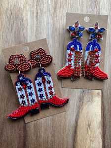 Pendientes Colgantes de Bota Vaquera con Cuentas Rosas para Mujer, Estilo de Dibujos Animados, Chapados en Oro, Joyería de Resina Acrílica y Cuentas de Vidrio, Ideales para Fiestas - Product Image 2