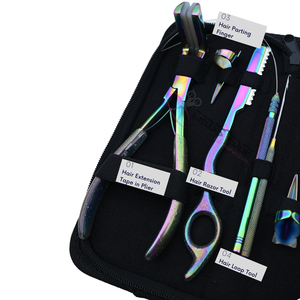 Customizable Rainbow Hair Extension tools Accessories Set <b>Tape</b> In Plier Barber Scissor Thinning Shears razor Parting Fingers set - Product Image 3