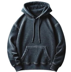 Sweat-shirt à capuche pour homme en molleton noir respirant, coupe-vent, imperméable, à manches régulières, couleur unie, tissu lavé, hiver - Product Image 5
