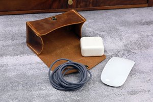 Top Selling Leather Cable Organizer Premium <b>Desk</b> Cord Tidy Earphone Wire Management Wrap Charger Keeper Premium LCO-0070 - Product Image 3
