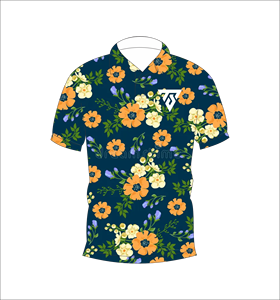 Polo à imprimé floral pour hommes, bleu marine, manches courtes, décontracté, respirant, léger, coupe ajustée, à la mode - Product Image 1