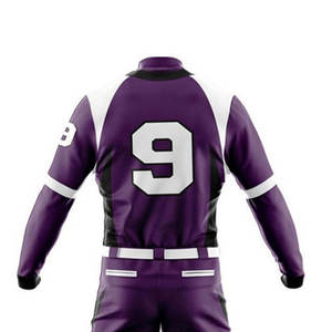 Purple Baseball Uniform Full Sleeve Fitted Moisture Wicking Sublimated Men's Apparel All Seasons Solid Design Button Closure - Product Image 6