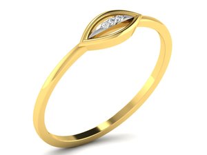 Anillo Minimalista de Oro de 10k Hecho a Mano con Diamante de Laboratorio VVS1, Diseño de Hoja, Joyería de Diseño Personalizado, Fabricante Saksham Jewels - Product Image 1