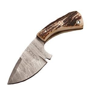 Cuchillo de caza y cocina de acero de Damasco hecho a mano, mango de madera, hoja fija, multifuncional para exteriores, funda de cuero para camping, OEM - Product Image 1