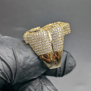 Dollar Sign Moissanite Hip Hop <b>Ring</b> in 925 <b>Silver</b>, Yellow Gold Plated Money Statement Rapper Bling Jewelry <b>Ring</b> <b>for</b> <b>Men</b> - Product Image 5