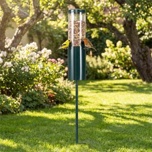 Heavy Duty Metal and <b>PC</b> <b>Standing</b> Bird Feeder 4-Port Squirrel-Proof Design with Perches for Backyard Birding - Product Image 3