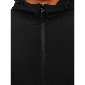 Chaqueta con Capucha Negra para Hombre, de Tejido Softshell, con Cierre de Cremallera, Resistente al Agua y al Viento, para Actividades al Aire Libre, Corte Regular, para Todas las Estaciones - Product Image 5