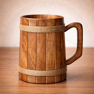 Mug en bois de luxe avec finition texturée sculptée, design géométrique pour Diwali - Product Image 3