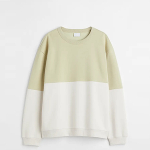 Pull tricoté oversize à col rond et blocs de couleur, coupe unisexe, style minimaliste, pour l'automne, à manches longues - Product Image 1