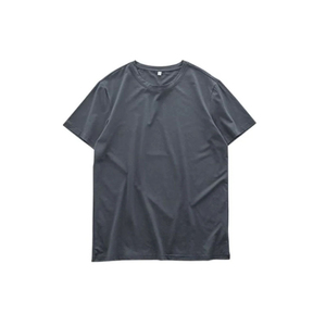 T-shirt en jersey tricoté pour homme, vert foncé, à manches courtes, col rond, en coton et élasthanne, respirant, coupe classique, couleur unie, décontracté - Product Image 3