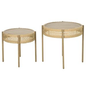 Ensemble de tables d'appoint de patio en osier PE marron - Product Image 2